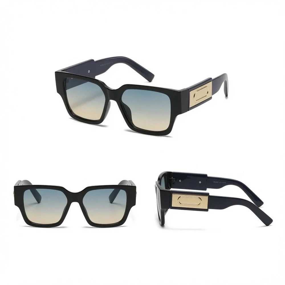 Mens Black Rectangular Sunglasses Gradient Lenses Form Perfect Luxury Style 2026